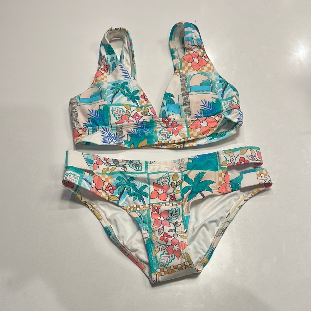 Tropical Print Bikini Set